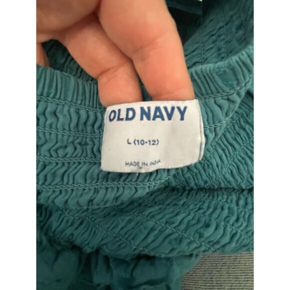 Vintage Y2K Old Navy Teal Smocked Dress With Ruffle Straps & Skirt Cottagecore - Picture 11 of 12